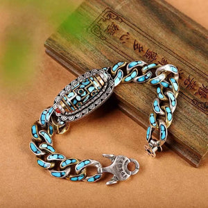 Guochao Retro Rotating Nine-eye Dzi Bead Ulan Bracelet