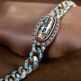Guochao Retro Nine-eye Dzi Bead Bracelet Men's Gift