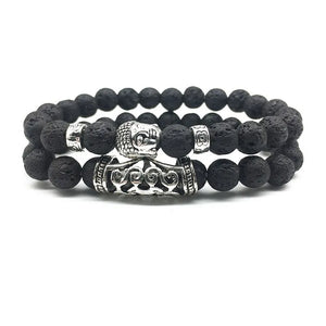 Buddha Head Agate Stone Bracelet Set