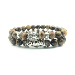 Buddha Head Agate Stone Bracelet Set
