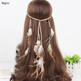 Feathers Hair Band Women Bohemian Indian Elastic headband Party Gift