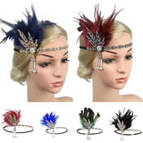 Feather Flapper Headband Vintage Costume Party Hairband