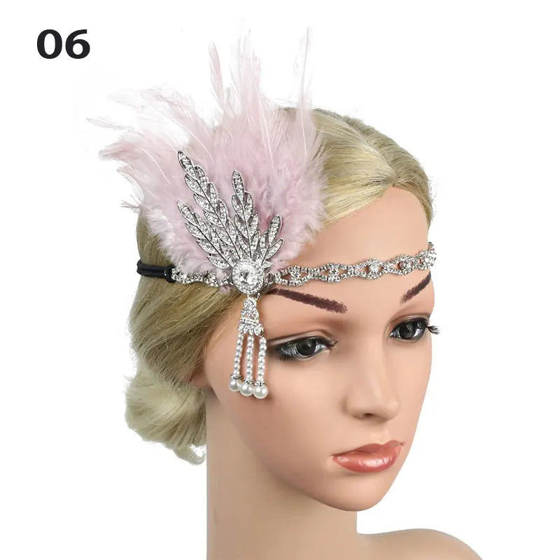 Feather Flapper Headband Vintage Costume Party Hairband