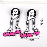 Halloween Acrylic Zombie Skull Large Earrings Gothic Horror Ghost