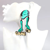 Halloween Acrylic Zombie Skull Large Earrings Gothic Horror Ghost