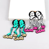 Halloween Acrylic Zombie Skull Large Earrings Gothic Horror Ghost