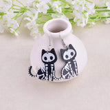 Animal Skull Bone Green Eyes Cat Ear Studs Novelty Jewelry