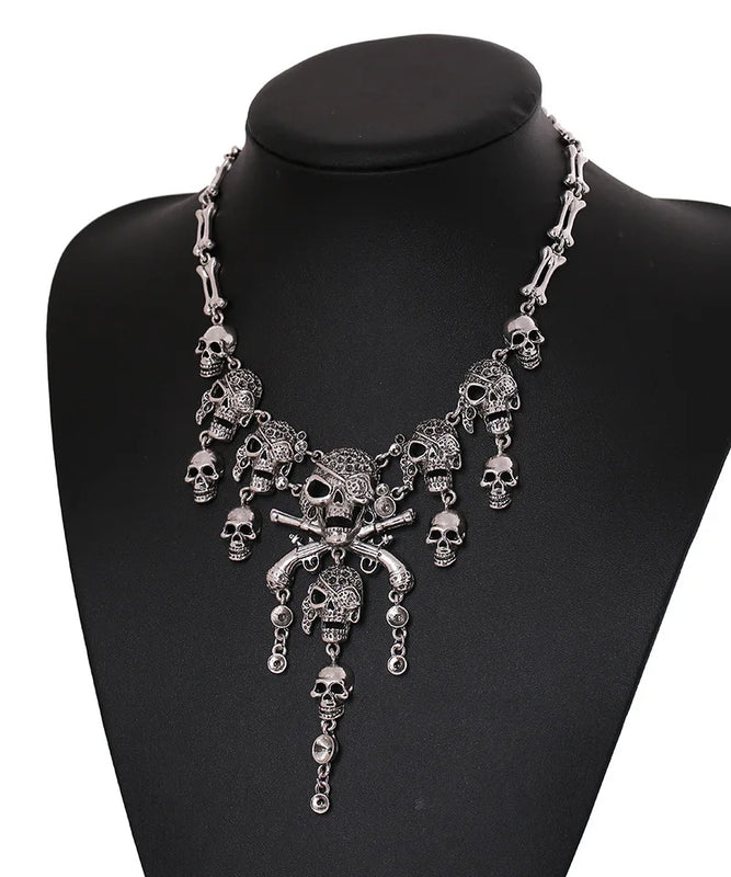 Vintage Multi-Layer Skull Ghost Tassel Necklace