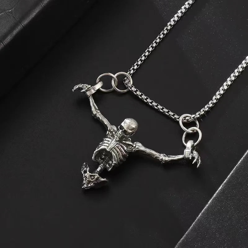 Halloween Punk Skull Necklace for Vintage Style Party