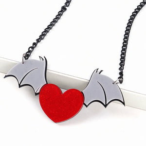 Halloween Bat Wings Necklace Gothic Charm Necklace