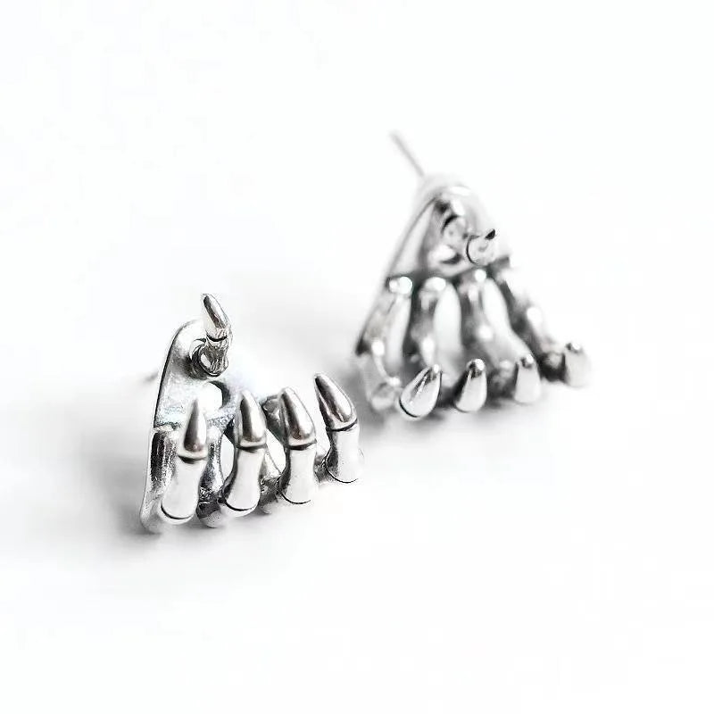 Retro Skeleton Hand Bone Earrings Punk Gothic Dark Men's and Women's