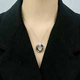 Halloween Crystal Necklace S925 Sterling Silver Wheel of Fortune Jewelry