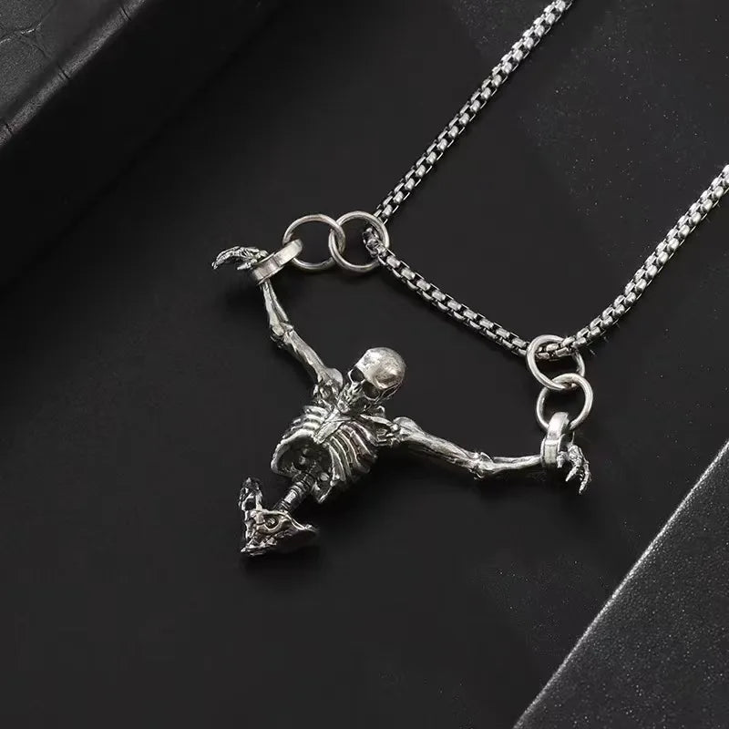 Halloween Punk Skull Necklace Retro Jewelry Pendant