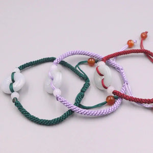 Hand Knitted Bracelet 17mm Jardite Circular Amulet Popcorn Chain Bracelet