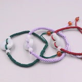Hand Knitted Bracelet 17mm Jardite Circular Amulet Popcorn Chain Bracelet