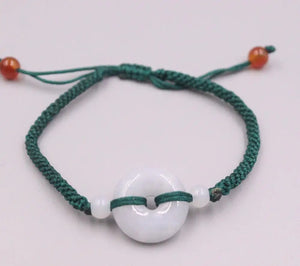 Hand Knitted Bracelet 17mm Jardite Circular Amulet Popcorn Chain Bracelet