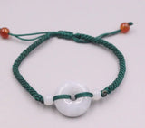 Hand Knitted Bracelet 17mm Jardite Circular Amulet Popcorn Chain Bracelet