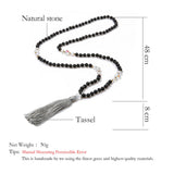 Hand Knotted Sweater Chain Real Volcanic Stone Moonstone Beads Necklace
