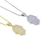 Angel Fatima Choker Necklace Iced Out Sliver CZ Stone Women Men