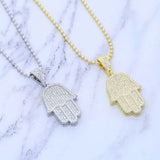 Angel Fatima Choker Necklace Iced Out Sliver CZ Stone Women Men