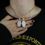 Angel Fatima Choker Necklace Iced Out Sliver CZ Stone Women Men