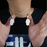 Angel Fatima Choker Necklace Iced Out Sliver CZ Stone Women Men