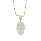 Angel Fatima Choker Necklace Iced Out Sliver CZ Stone Women Men