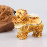 Hand Painted Enamel Animal Figurine Jewelry Trinket Box
