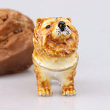 Hand Painted Enamel Animal Figurine Jewelry Trinket Box