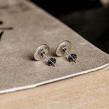 Antique 925 Sterling Silver Round Stud Earrings - Hand Shaped