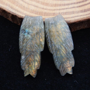 Hand-carved Leaves Labradorite Earrings for Women
