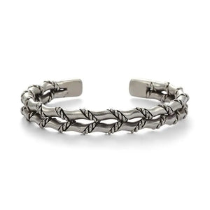 Bamboo Bracelet Men's Silver Open Bracelet