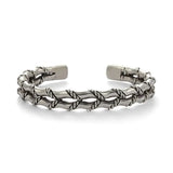 Men's Hand-woven Double-layer Bamboo Bracelet, Silver Open Bracelet