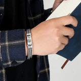 Chinese Style Men's Silver Bracelet Hand-woven Thai Jewelry