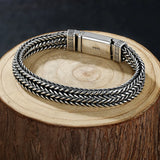 Hand-woven Silver Men's Bracelet Chinese Style Retro