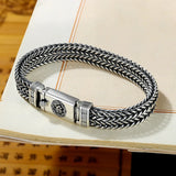 Chinese Style Men's Silver Bracelet Hand-woven Thai Jewelry
