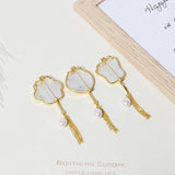 Vintage 14K Plated Pearl Shell Tassel Brooch for Women
