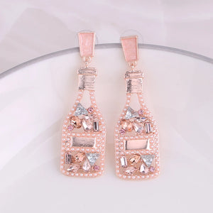 Crystal Drop Earrings Long Statement Earing Wine Bottle Style
