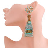 Crystal Drop Earrings Long Statement Earing Wine Bottle Style