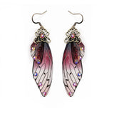 Fairy Wing Drop Earrings Foil Rhinestone Bridal Jewelry