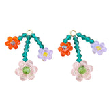 10pcs Glass Crystal Beads Flower Strawberry Fruit Earring Pendants