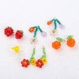 10pcs Glass Crystal Beads Flower Strawberry Fruit Earring Pendants