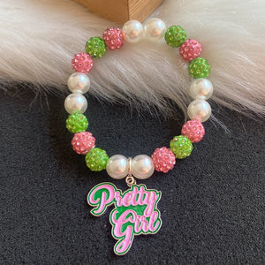 Greek Letter Charm Beaded Bracelet