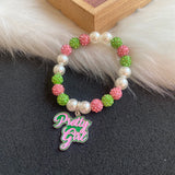 Greek Letter Charm Beaded Bracelet