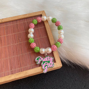 Greek Letter Charm Beaded Bracelet
