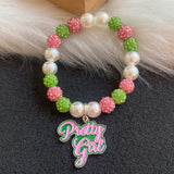 Greek Letter Charm Beaded Bracelet