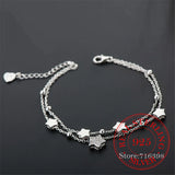Crystal Star Bead 925 Silver Charm Bracelet Bangle for Women Wedding Party