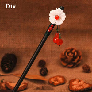Vintage Wood Chinese Hair Sticks Flower Hairpins Women Hair Clip