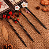 Vintage Wood Chinese Hair Sticks Flower Hairpins Women Hair Clip
