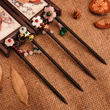 Vintage Wood Chinese Hair Sticks Flower Hairpins Women Hair Clip
